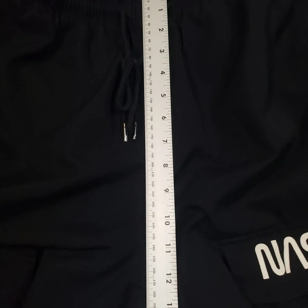 SHEIN Cargo Joggers Mens Large Black NASA Logo Drawstring‎ Track Pants
